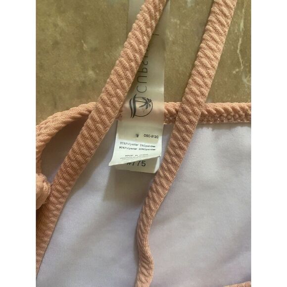 New Cupshe M High Waist Swim Bottom W Suspenders Peach - Picture 3 of 4